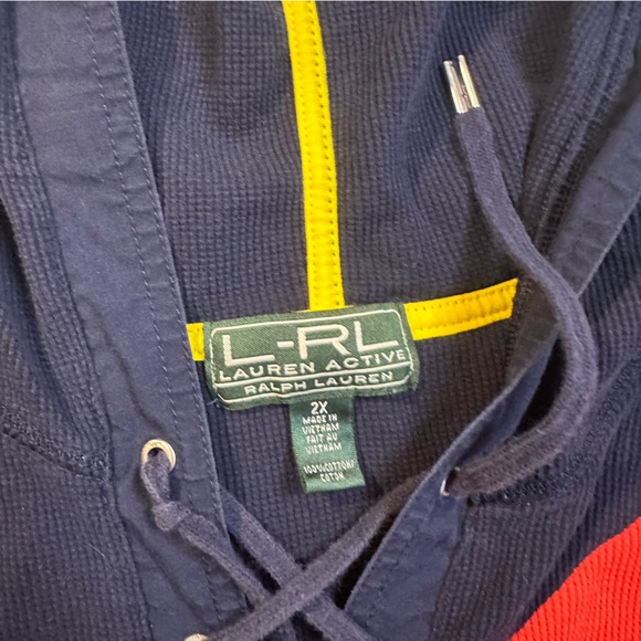 Ralph Lauren Navy and Yellow Lace-Up Hoodie - Picture 4 of 4